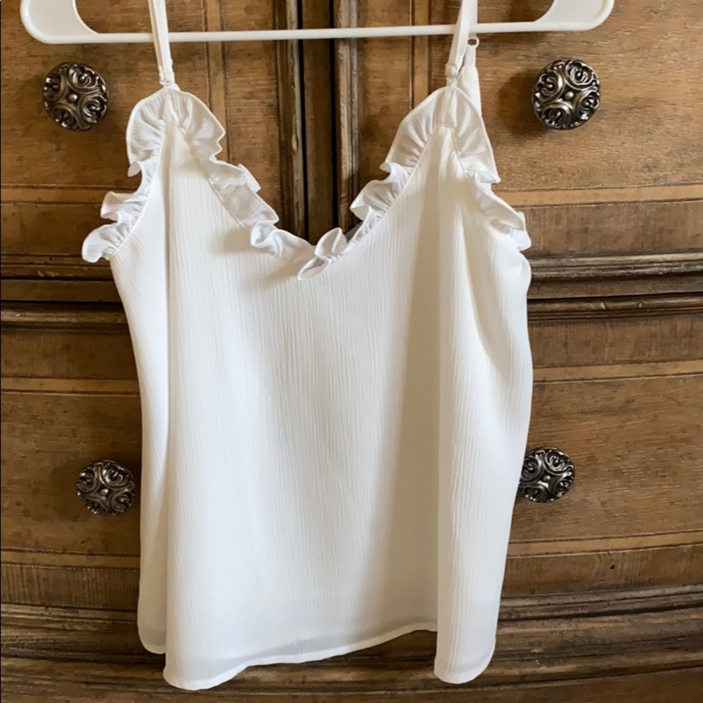 White adjustable tank top with ruffles